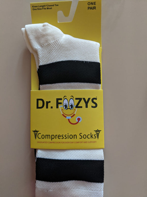 Compression Socks CREAM with BLACK STRIPES DFCS-02  ON SALE NOW