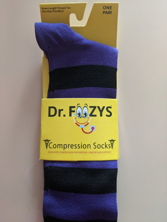 Compression Socks PURPLE with BLACK STRIPES DFCS-03  ON SALE NOW