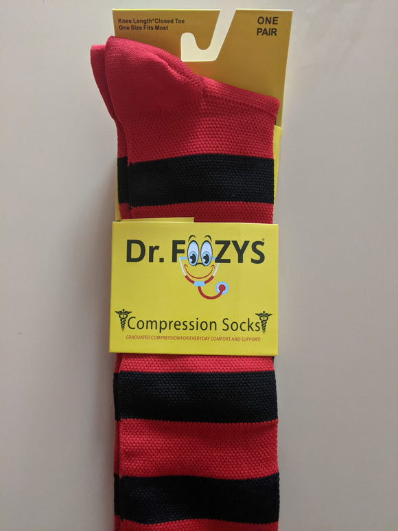 Compression Socks RED with BLACK STRIPES DFCS-05  ON SALE NOW