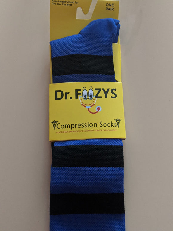 Compression Socks ROYAL BLUE with BLACK STRIPES DFCS-07  ON SALE NOW