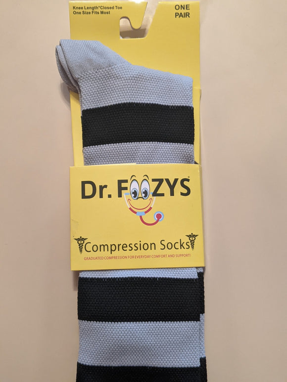 Compression Socks LIGHT GREY with BLACK STRIPES DFCS-08  ON SALE NOW