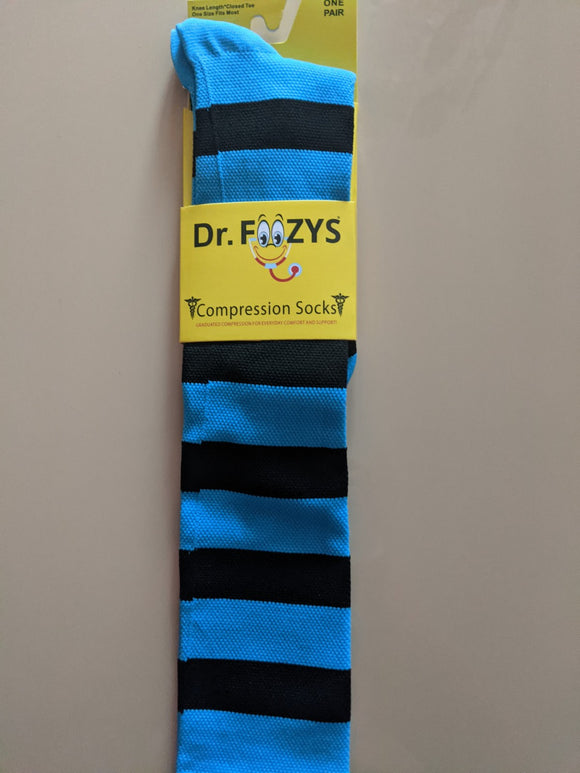 Compression Socks TEAL with BLACK STRIPES DFCS-09  ON SALE NOW