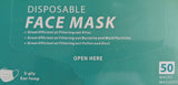 DISPOSABLE FACE MASK - BOX OF 50