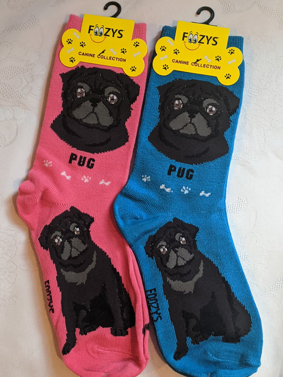 Black Pug Canine Collection Socks   FCC-73 ON SALE NOW