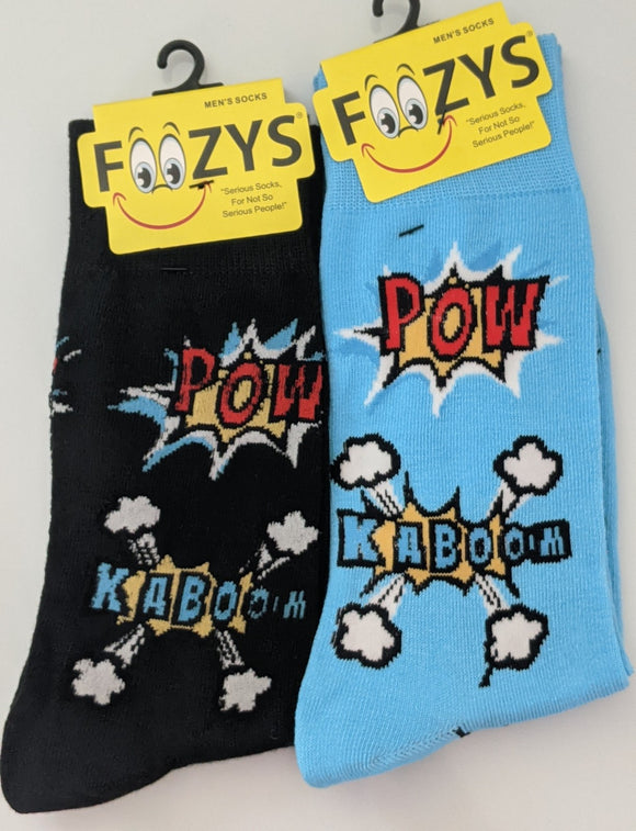 Pow Kaboom Zap Bang Explosion Men's Socks   FM-109