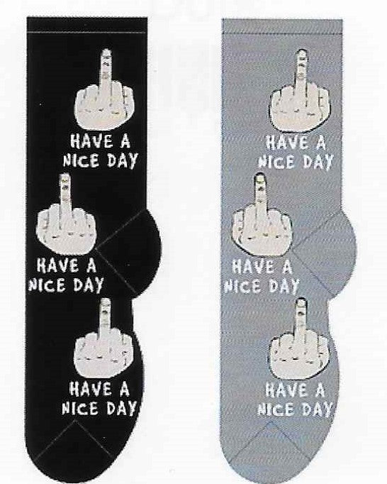 Have A Nice Day Middle Finger Men's Socks  FM-44
