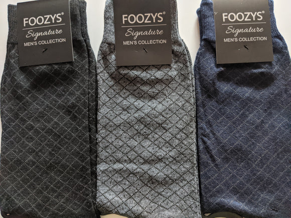Men's Signature Collection Dress Socks with Small Diagonal Squares  FSM-3