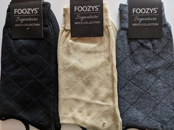 Men's Signature Collection Dress Socks with Large Diagonal Squares  FSM-4